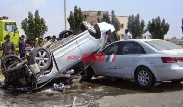 مصرع شخص وإصابة 3 أخرين إثر حادث تصادم مرورى على طريق وادى النطرون اتجاه القاهرة