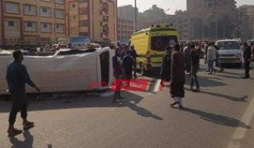 مصرع مواطن وإصابة 3 أخرين إثر حادث انقلاب ميكروباص فى بنى سويف
