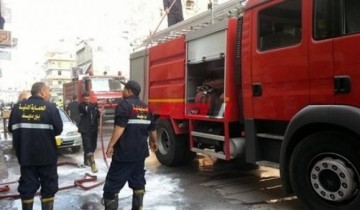 اشتعال النيران في محل بشارع لاجيتيه في الإسكندرية