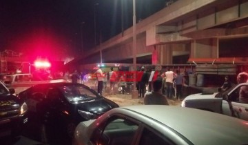 مصرع واصابة 3 اشخاص جراء حادث مروع بين مقطورة ودراجة هوائية على طريق كفر سعد بدمياط