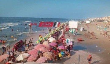 استمرار الاقبال الكبير على شواطئ مدينة رأس البر في ثاني ايام عيد الفطر 2024