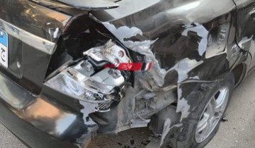 بالصور حادث تصادم مروع بين دراجتين بخاريتين وسيارة ملاكي على طريق محور دمياط