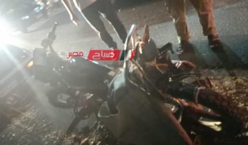 بالاسم اصابة شخص في حادث تصادم بين سيارة دراجة بخارية على طريق التوفيقية بدمياط