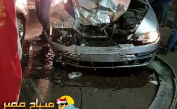 حادث تصادم سيارتين يسفر عن أصابة نقيب شرطة وربة منزل فى بنى سويف