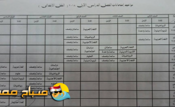 جداول امتحانات المرحلة الابتدائية الترم الأول للعام 2017-2018 محافظة بورسعيد