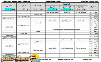 جدول امتحانات الفصل الدراسي الأول لكلية التجارة جامعة القاهرة جميع الفرق