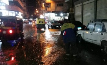 غرق شوارع الإسكندرية بالمياه بعد هطول الأمطار اليوم
