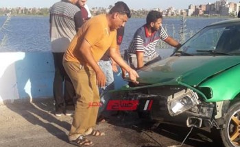 اصابة شخصان في حادث انقلاب سيارة ملاكي على طريق رأس البر