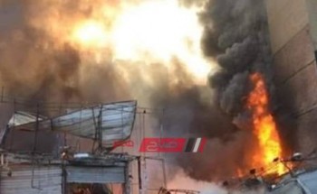 بالفيديو/ حريق هائل بوكالة البلح والدفع بـ15 سيارة إسعاف وإطفاء
