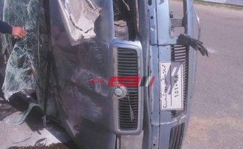 إصابة سيدة في حادث انقلاب سيارة ملاكي على طرق راس البر – دمياط