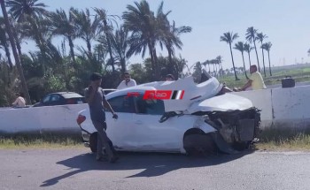 إصابة شخص جراء انقلاب سيارة ملاكي بطريق رأس البر في دمياط