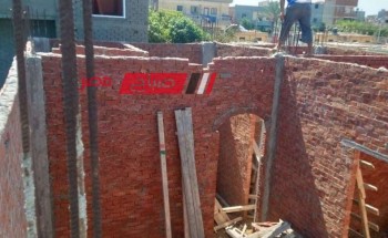 إزالة حالة بناء مخالف بقرية الركابية في دمياط