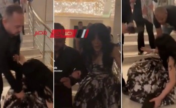 حورية فرغلي تسقط على السلالم في حفل مسابقة ملكة جمال مصر