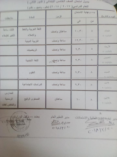 ننشر جداول امتحانات الدور الثاني 2018 محافظة الأقصر
