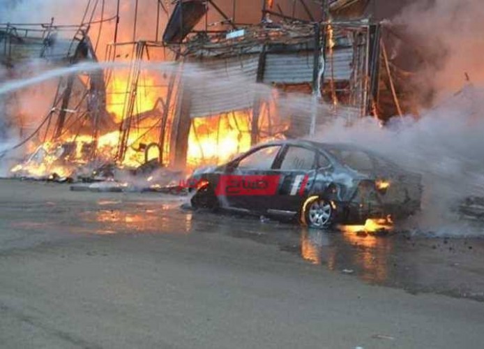 اندلاع حريق هائل بمعرض سيارات في القليوبية وجاري التحقيق