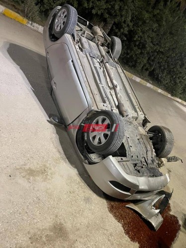 ننشر صور حادث إنقلاب سيارة ملاكي على طريق رأس البر بدمياط