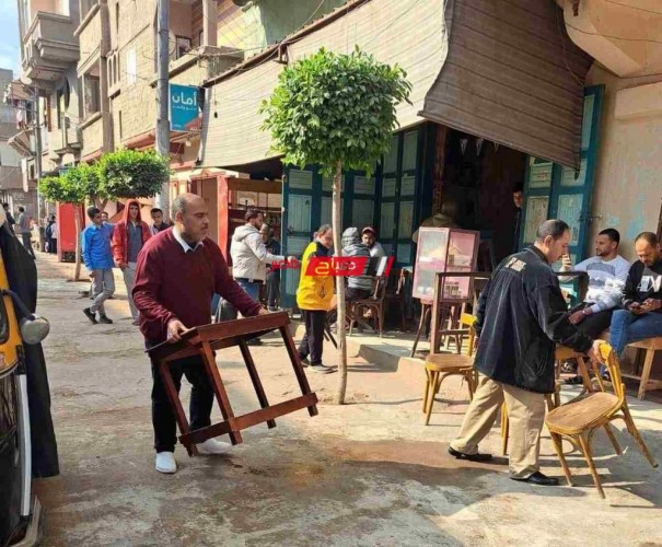 شن حملة مكبرة للتصدى لظاهره الاشغالات في قرية البراشيه بدمياط