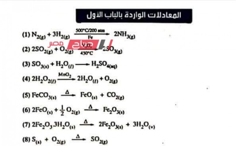 تجميع كل المعادلات الكيميائية للثانوية العامة 2023 .. مراجعة شاملة على معادلات الكيمياء للصف الثالث الثانوي 2023