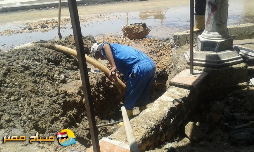 كسر ماسورة مياه يتسبب فى هبوط أرضي بمحافظة الاسكندرية