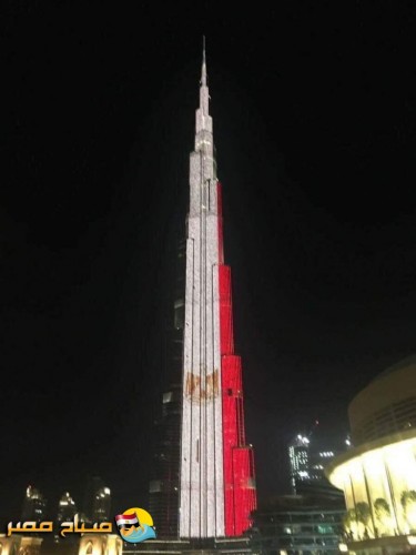 حاكم دبى يهنىء المصريين على تويتر واضاءة برج خليفة بالوان علم مصر