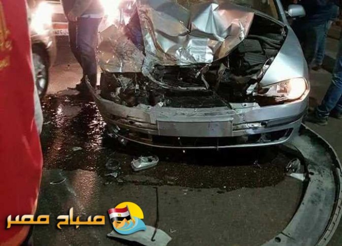 إصابة 5 أشخاص فى حادث تصادم سيارة برصيف طريق الإسكندرية – القاهرة