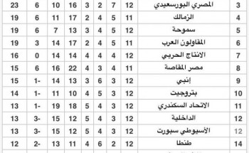 جدول ترتيب الدوري المصري بعد مباراة الاهلي والاسيوطى