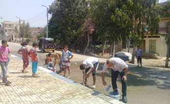 انطلاق حملات النظافة و التجميل و دهان الارصفة في قرية شرمساح بدمياط