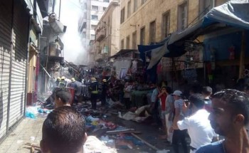 بالصور نشوب حريق فى سوق المنشية بالإسكندرية