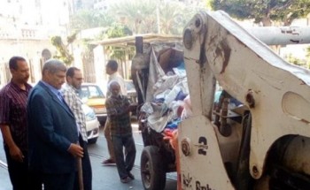 بالصور حملات إزالة إشغالات فى عدة مناطق بحى الجمرك بالإسكندرية