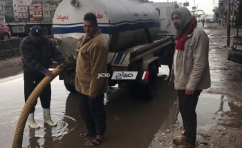 شن حملات مكبرة بكفر البطيخ بدمياط لشفط مياه الامطار من الشوارع … صور