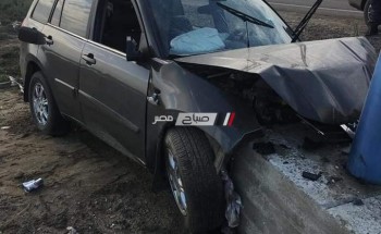 بالصور إصابة طبيب في حادث تصادم بطريق دمياط – بورسعيد