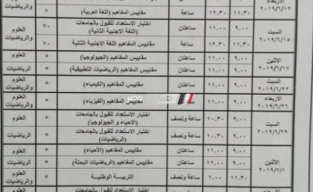 جدول امتحانات الثانوية لمدارس المتفوقين والمكفوفين لعام 2019