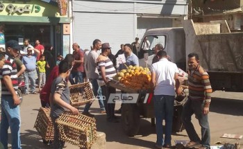شن حملة مكبرة لازالة اشغالات الطريق العام بمدينة عزبة البرج