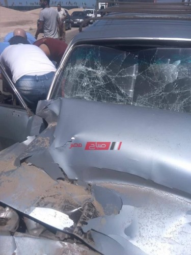 اصابة شخص جراء حادث تصادم سيارة ملاكي على طريق دمياط – بورسعيد … صورة