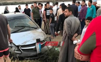 اصابة شخصين في حادث انقلاب سيارة ملاكي على طريق دمياط – بورسعيد … صورة