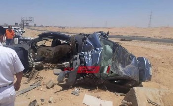 مصرع عقيد وأمين شرطة صدمتهم سيارة ملاكي في حادث سير مروع على طريق السويس