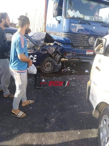 إصابة 3 افراد من الشرطة في حادث مروري مروع على طريق دمياط الجديدة … صور