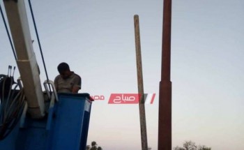 شن حملة مكبرة لصيانة أعمدة الكهرباء بقرية الكحيل بدمياط