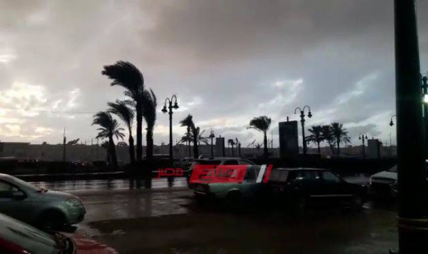 أمطار غزيرة على الإسكندرية ورياح شديدة الآن