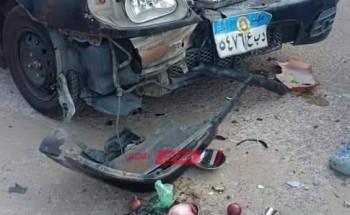 بالصور إصابة شخص جراء حادث سير مروع بمدينة دمياط الجديدة
