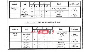 جدول امتحانات الترم الأول جميع المراحل محافظة كفر الشيخ 2019-2020