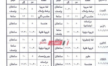 جداول امتحانات المرحلة الإعدادية الترم الأول محافظة كفر الشيخ 2019-2020