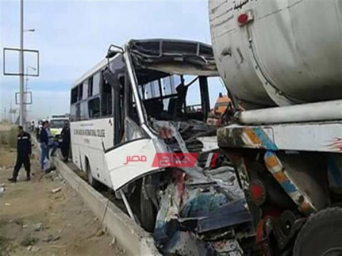مصرع وإصابة 35 عاملاً في حادث تصادم سيارتي نقل وأتوبيس في بورسعيد