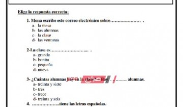 نموذج امتحان اللغة الإسبانية الاسترشادي للصف الأول الثانوي 2019 – 2020