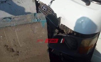 بالصور إصابة شخص جراء حادث تصادم مروع على طريق كفر البطيخ في دمياط