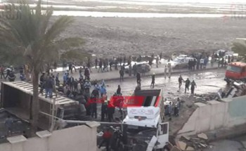ننشر أسماء ضحايا حادث تصادم بين مقطورة وأتوبيس على طريق بورسعيد دمياط بالفيديو والصور