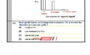 نموذج امتحان الأحياء باللغة الفرنسية للصف الثاني الثانوي الترم الأول 2019 – 2020 (استرشادي)