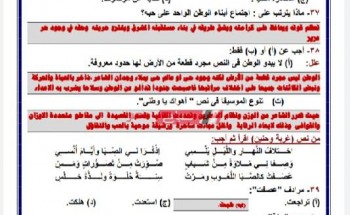 إجابة النموذج الاسترشادي الثاني لغة عربية الثانوية العامة 2020 وزارة التربية والتعليم
