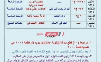جدول مذاكرة الأسبوع الأخير للثانوية العامة وكيفية تقسيم فروع العربي على 5 أيام فقط