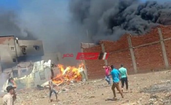 اندلاع حريق هائل في ورشة اثاث بقرية السيالة بدمياط